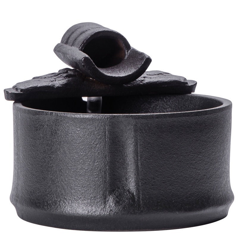 Mini Zen Ceramic Round Desktop Fish Tank, Flowing Water Fountain, Humidifier & Money Tree Decor with Waterfall Spray