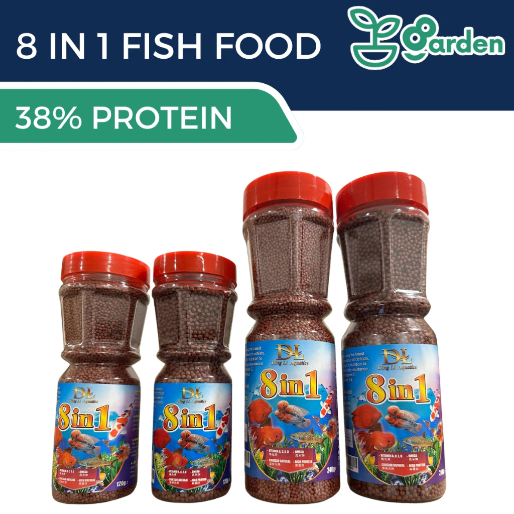 Ding Li 8in1 Enhance Fish Food, Makanan Ikan, 鱼饲料 (Medium / Small Pellet) (240g / 120g)