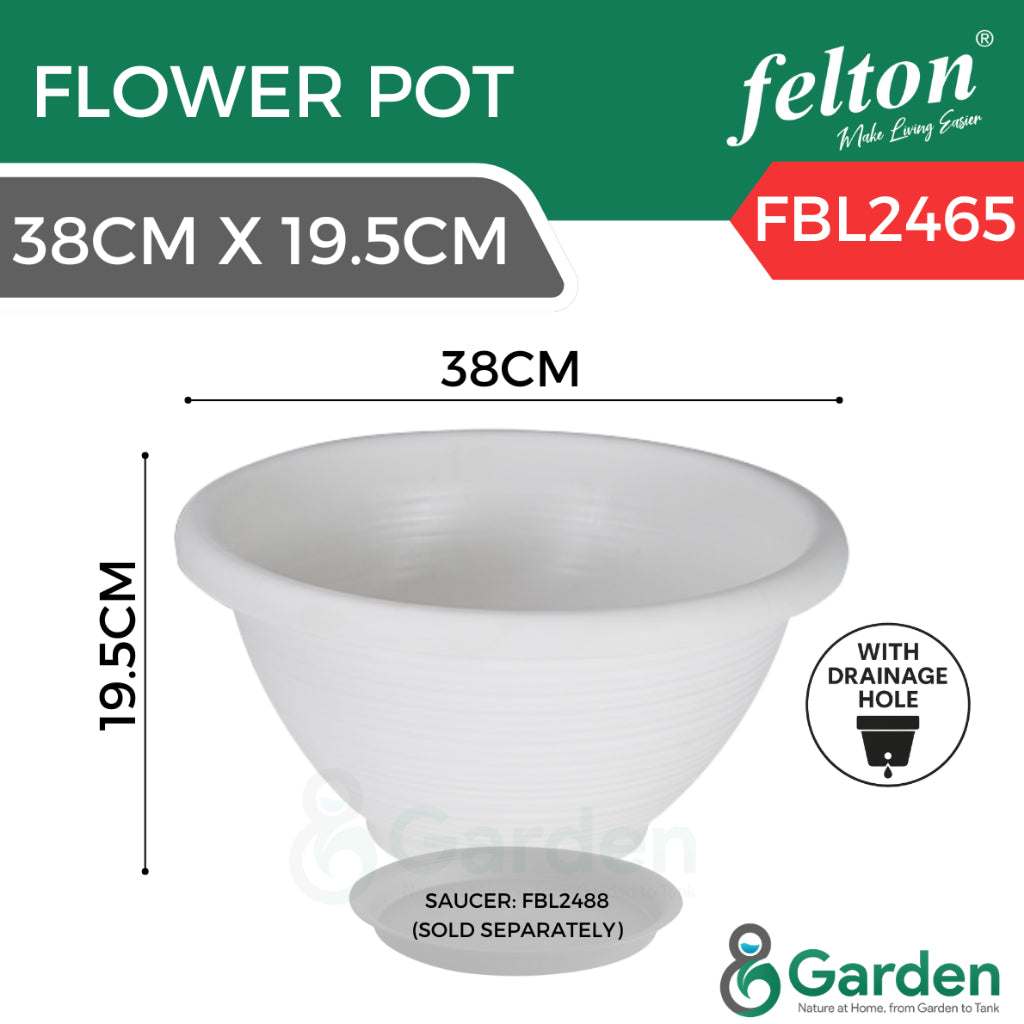 Felton Round Flower Pot with / without Drainage Hole FBL2464 FBL2465 FBL2456 FBL2457 FBL2458 FBL2561