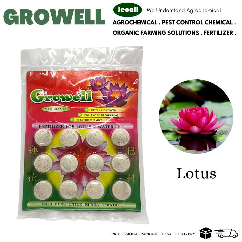 Growell Lotus & Water Lily Fertilizer 60g (12's) – Baja Teratai Terbaik, For Lotus & Water Plants, 100% Original
