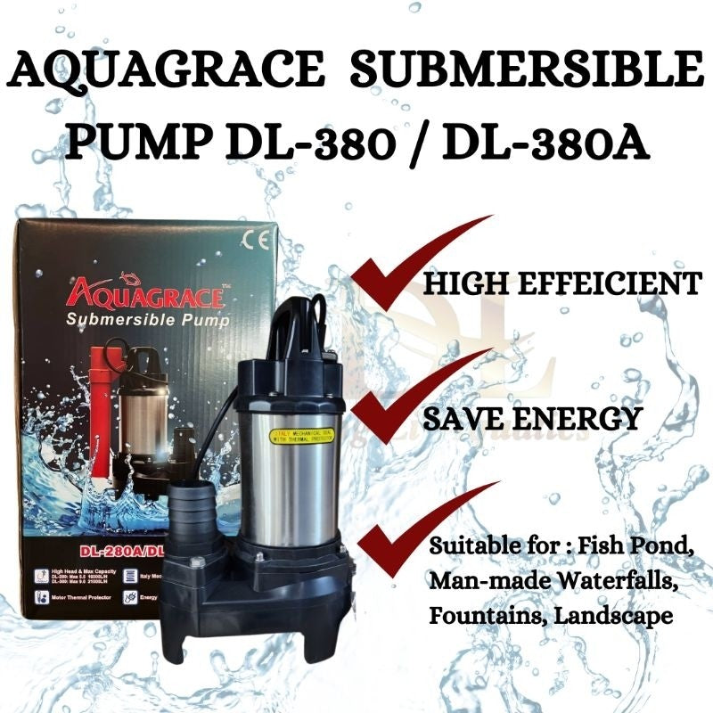 AQUAGRACE DL350 / DL350A Submersible Water Pump – 400W, 21,000L/H | Manual & Auto Float | For Aquarium, Pond, Landscape