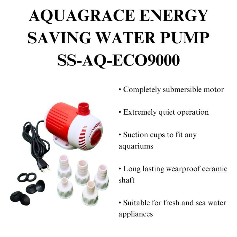 AQUAGRACE SS-AQ-ECO9000 Energy Saving Submersible Water Pump | Silent Aquarium & Pond Pump 节能潜水泵