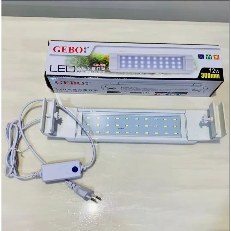 GEBO 12W Aquarium LED Light – 300mm White & Red Spectrum for Freshwater & Planted Tanks