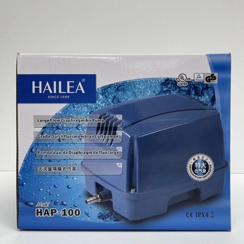 HAILEA HAP-100 Hi-Blow Diaphragm Air Pump – 80W, 100L/Min | Low Noise, High Pressure Oxygen Pump for Pond & Aquaculture