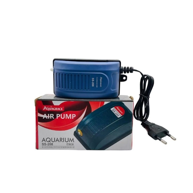 AquaGrace SS-208 Aquarium Air Pump – Single Outlet Oxygen Pump | For Aquarium & Landscape Use 氧气泵
