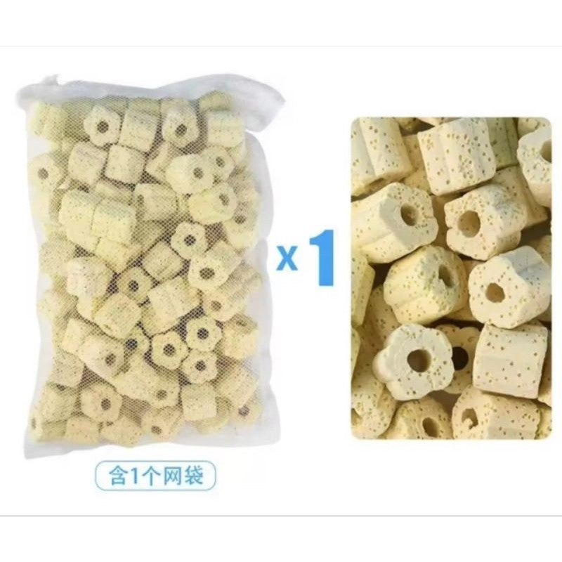 Ceramic Bio Ring (Flower Shape) 1kg with Zip Net - Aquarium Fish Tank Filter Media Batu Penapis Akuarium