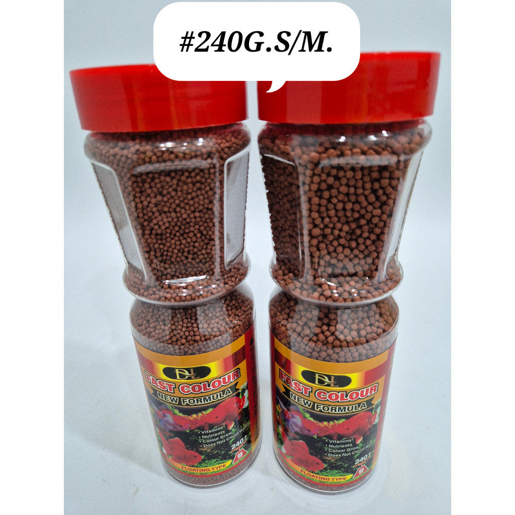 DL Fast Color Floating Pellet Fish Food 240g (S/M) | Makanan Ikan Tropika Berprotein Tinggi