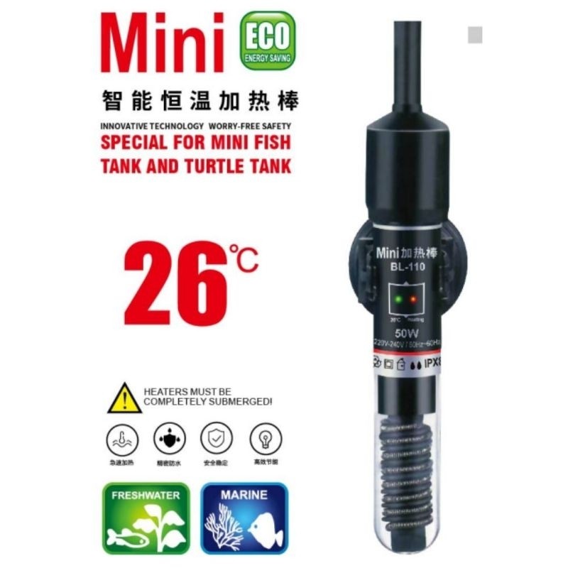 Mini Intelligent Aquarium Heater - Constant Temperature for Small Fish Tank, Turtle Tank, Mini Aquarium Heater