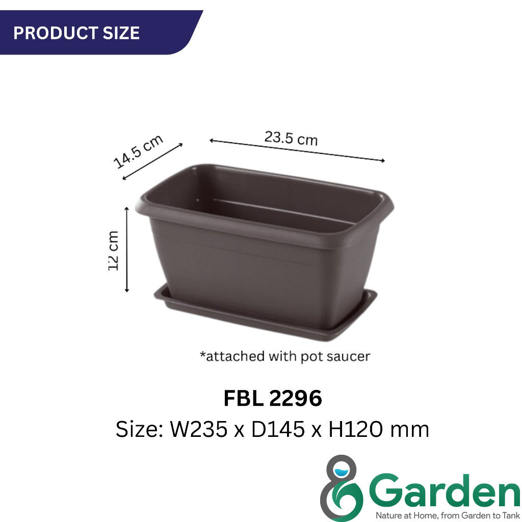 Felton Planter Box with Saucer FBL2296 / FBL2324 | Flower Pot Pasu Bunga | Garden Plant Box