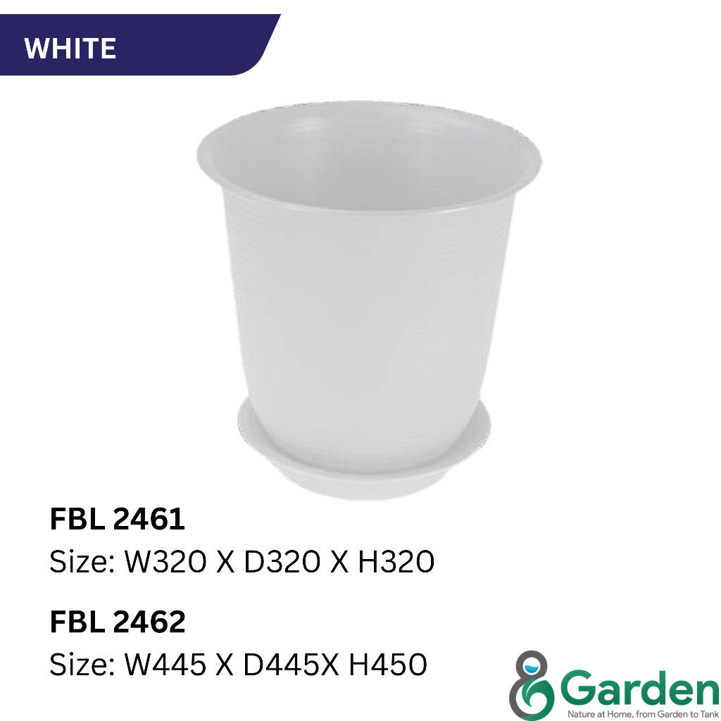 Felton Round Flower Pot FBL2461 / FBL2462 | White / Brown / Grey | Pasu Bunga Indoor & Outdoor