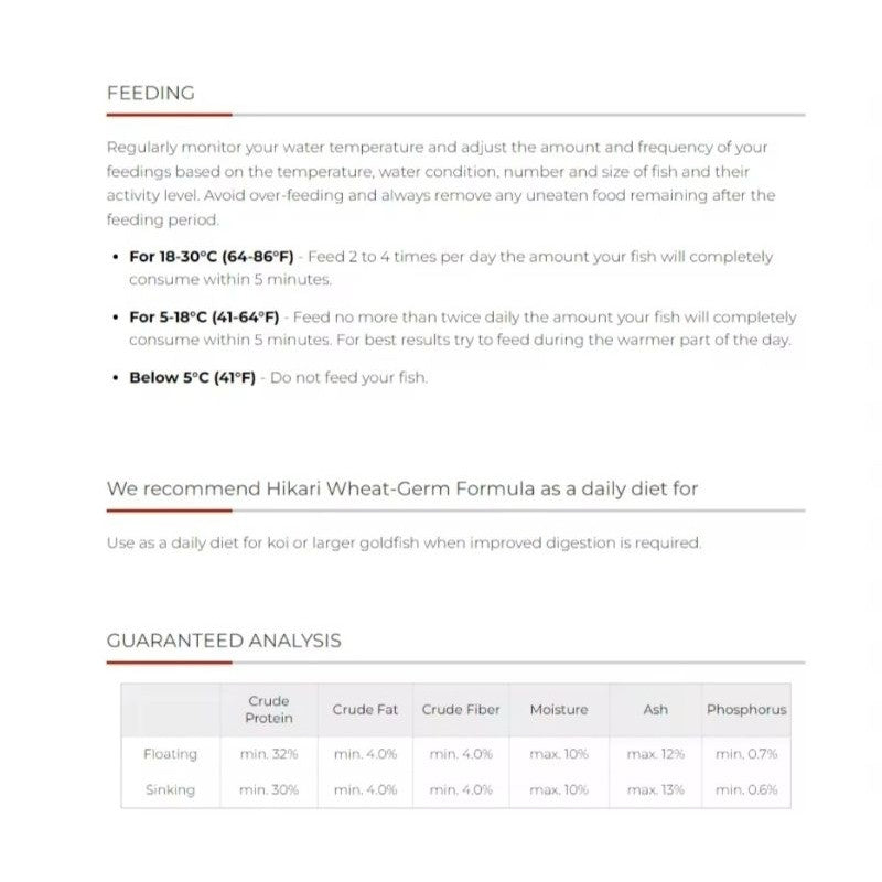 Hikari Wheat-Germ Koi Fish Food 500g (Small Pellet) | Easy Digestion | Makanan Ikan Kolam