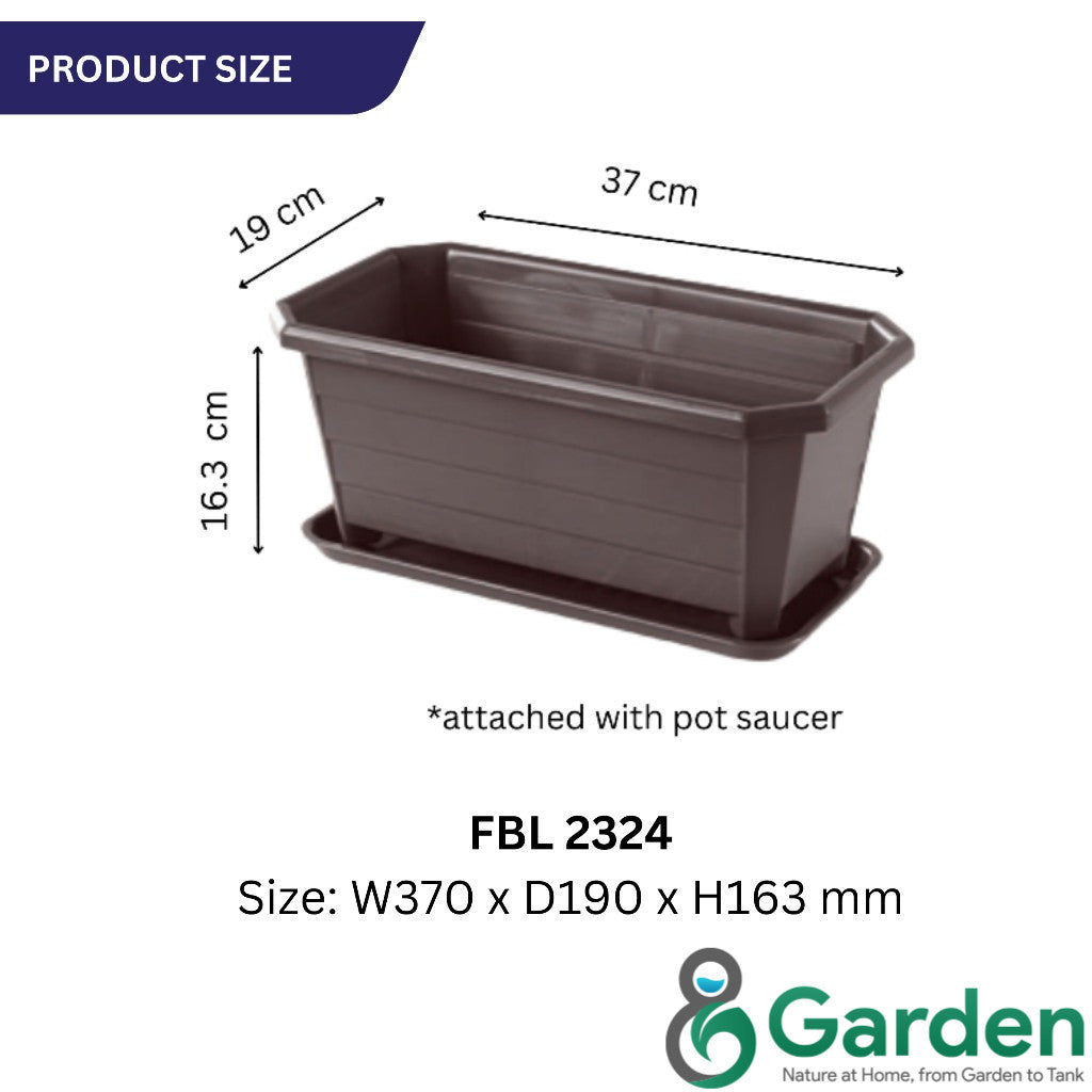 Felton Planter Box with Saucer FBL2296 / FBL2324 | Flower Pot Pasu Bunga | Garden Plant Box