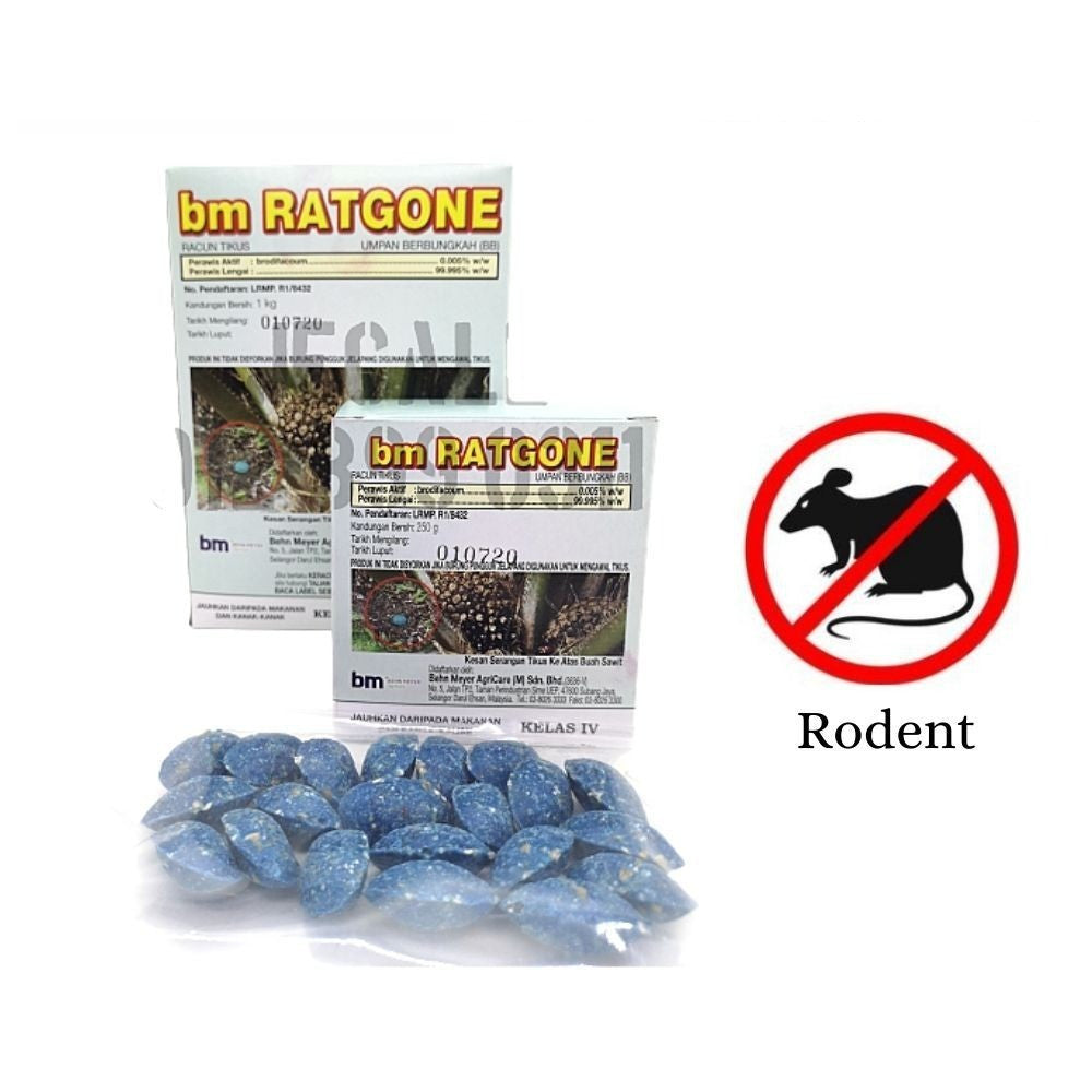 Behn Meyer Ratgone 250g – Umpan Tikus Flocoumafen 0.005%, Racun Tikus Berkesan, Rodent Bait 100% Original
