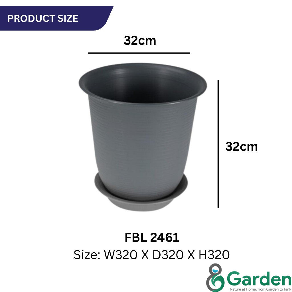 Felton Round Flower Pot FBL2461 / FBL2462 | White / Brown / Grey | Pasu Bunga Indoor & Outdoor