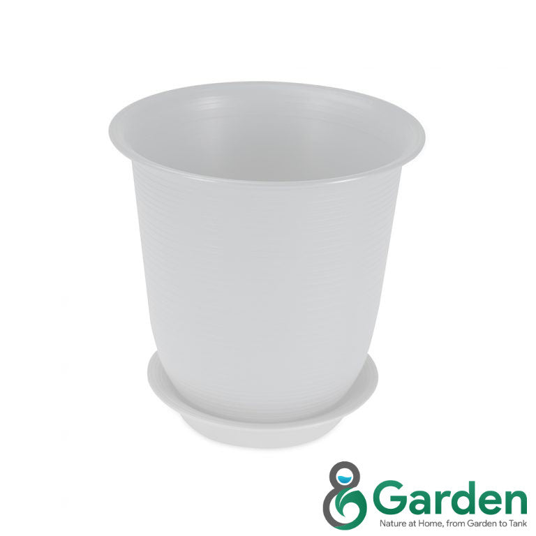 Felton Round Flower Pot with Saucer FBL2459 / FBL2460 | White / Brown / Grey | Pasu Bunga Indoor & Outdoor
