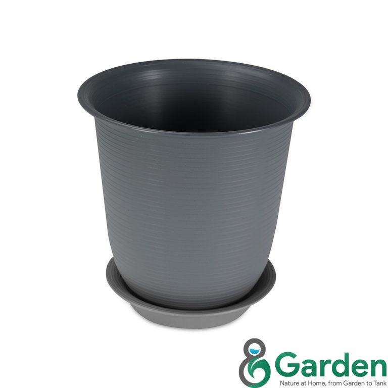 Felton Round Flower Pot with Saucer FBL2459 / FBL2460 | White / Brown / Grey | Pasu Bunga Indoor & Outdoor