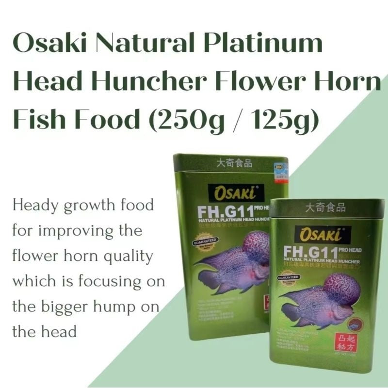 Osaki Platinum Head Huncher Flowerhorn Fish Food | Kok & Color Booster | 125g / 250g | Floating Pellet