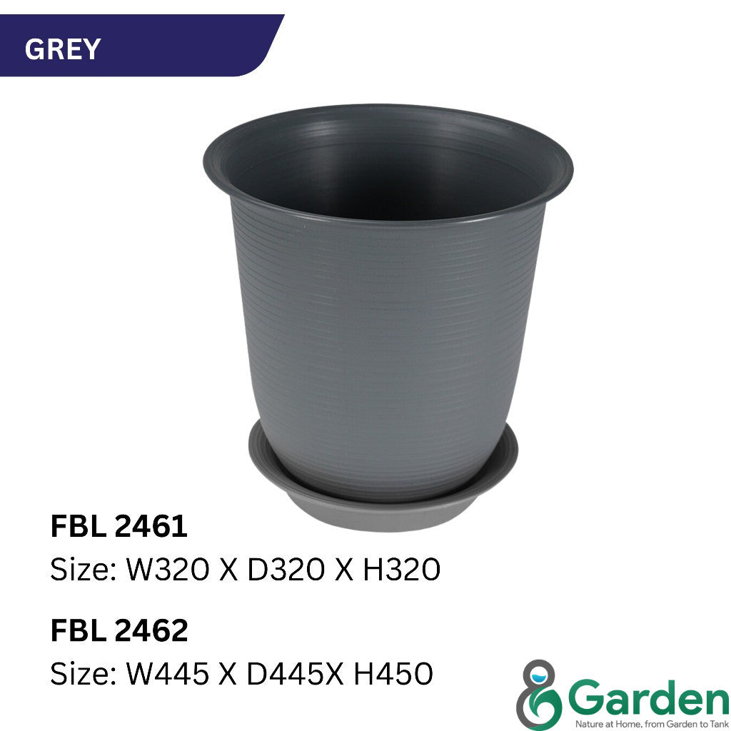 Felton Round Flower Pot FBL2461 / FBL2462 | White / Brown / Grey | Pasu Bunga Indoor & Outdoor