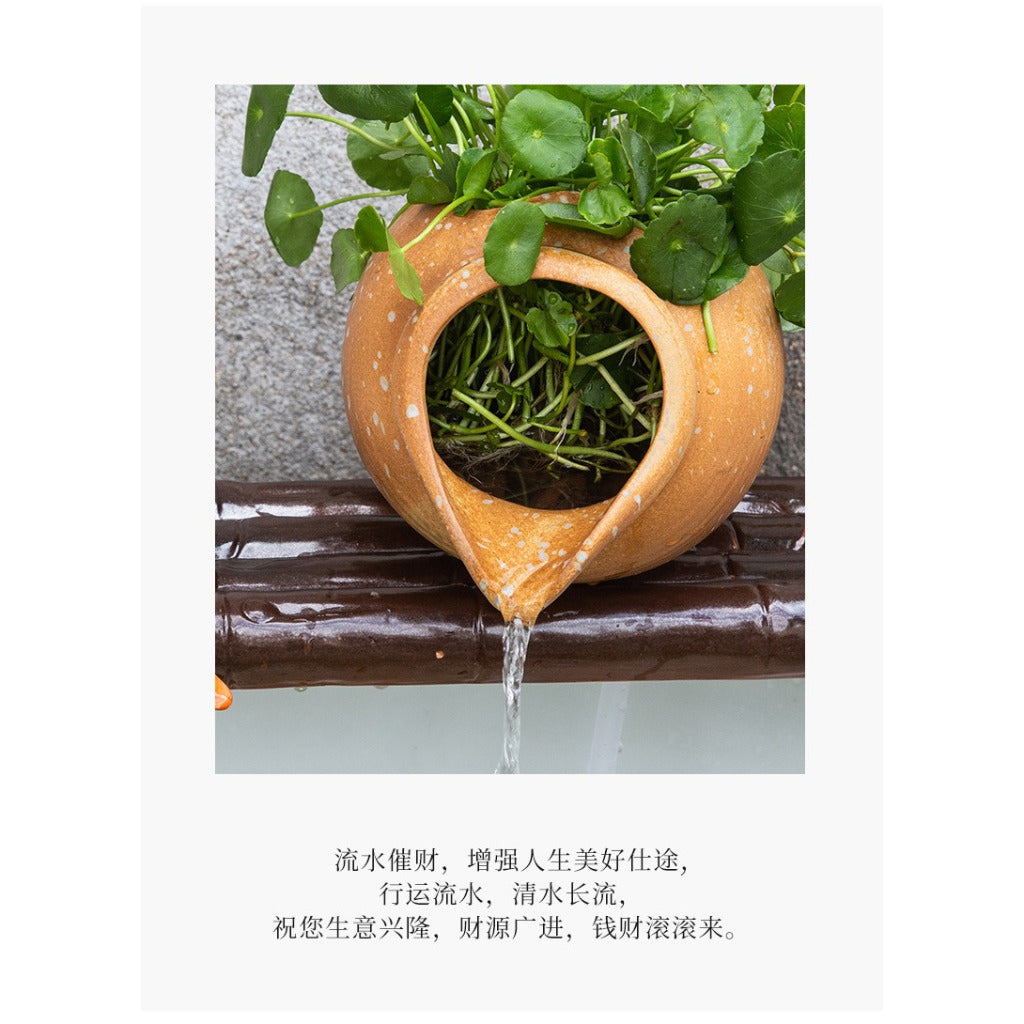 Pot Base Zen Ceramic Fish Tank with Water Circulation and Plant Filter Ceramic Fish Bowl with Hydroponic Filter