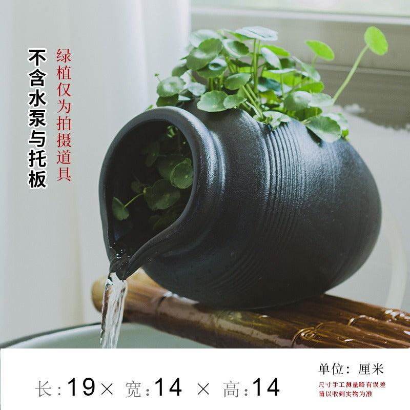 Hydroponic Plant and Fish Tank Ceramic Ornament Fish Bowl with Plant Filter Zen Aquatic Feng Shui Fish Tank