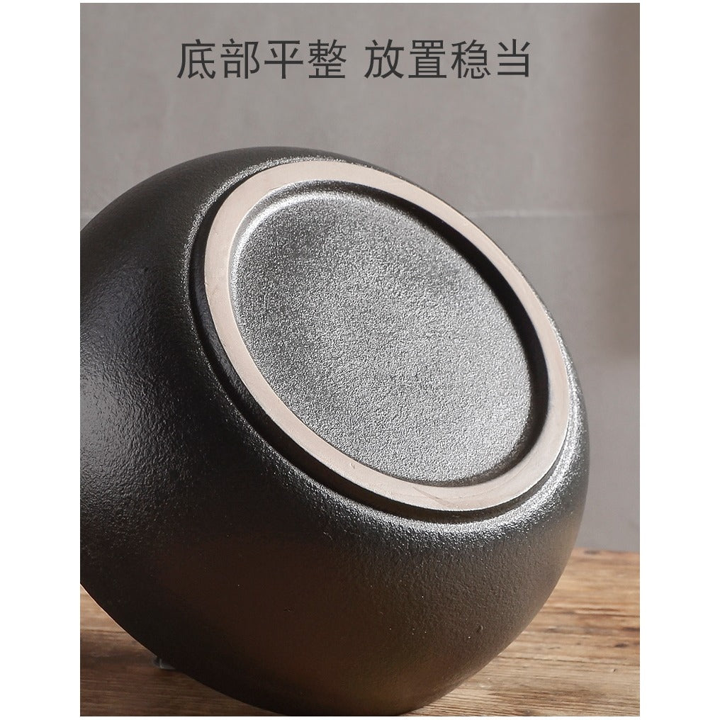Ceramic Round Desktop Fish Tank with Water Pump, Automatic Flowing Water Fountain, Office & Living Room Water Landscape