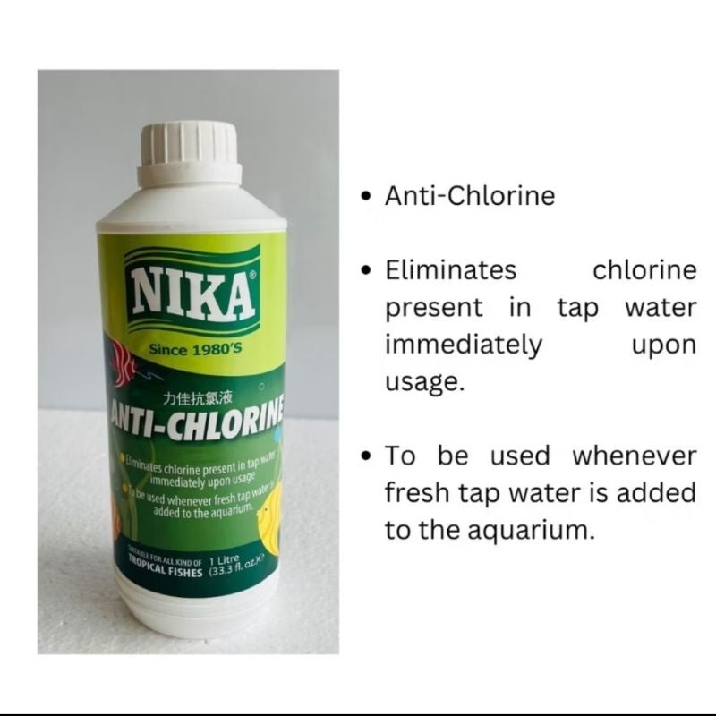 Nika Anti Chlorine 500ml 1L 1Litre klorin chlorin antichlorine fish aquarium akuarium ikan tension gon ubat tukar air