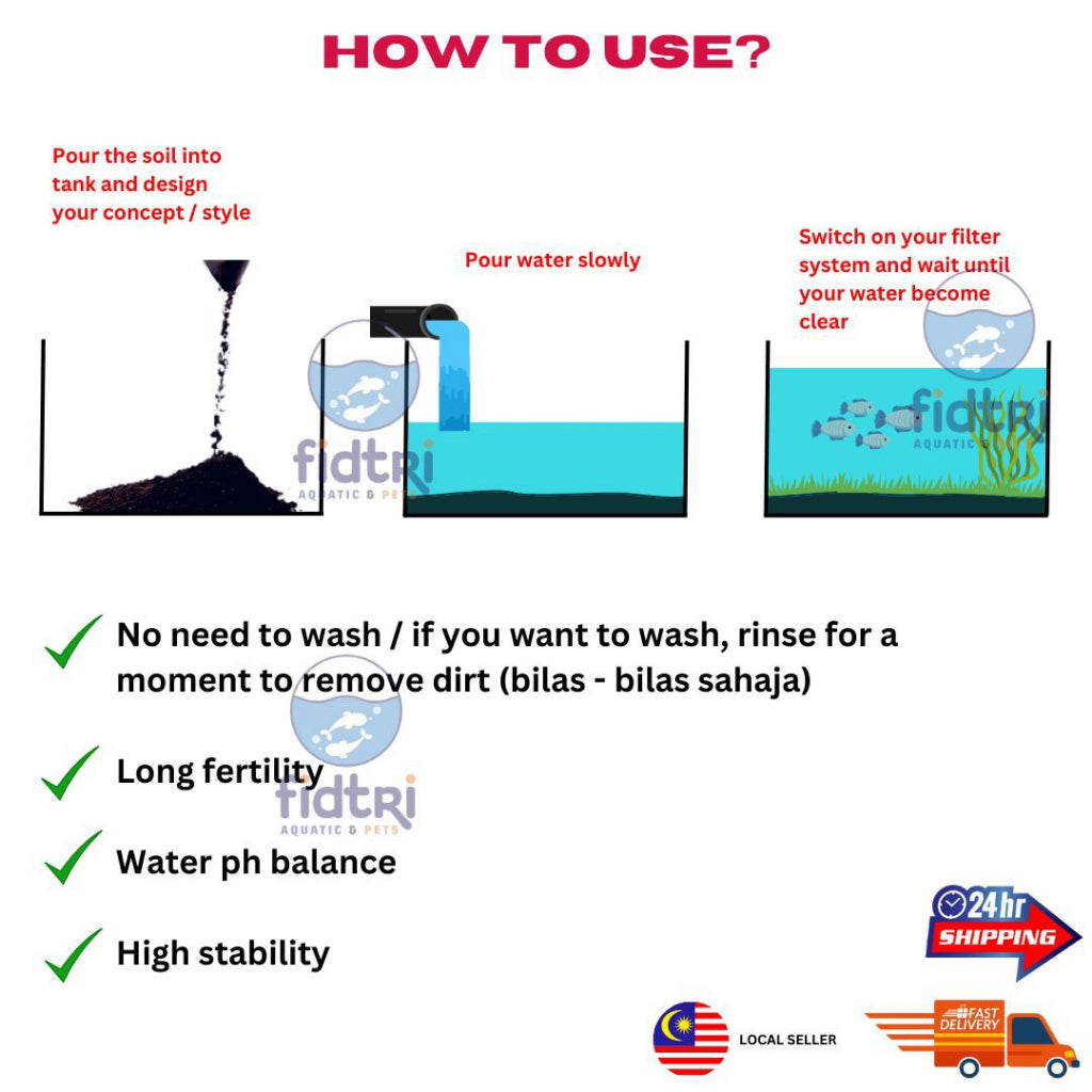 REPACK - PREMIUM AQUARIUM AQUA SOIL FOR AQUASCAPE TANAH AKUARIUM PASIR MALANG 水族造景用土壤 - 重新包装