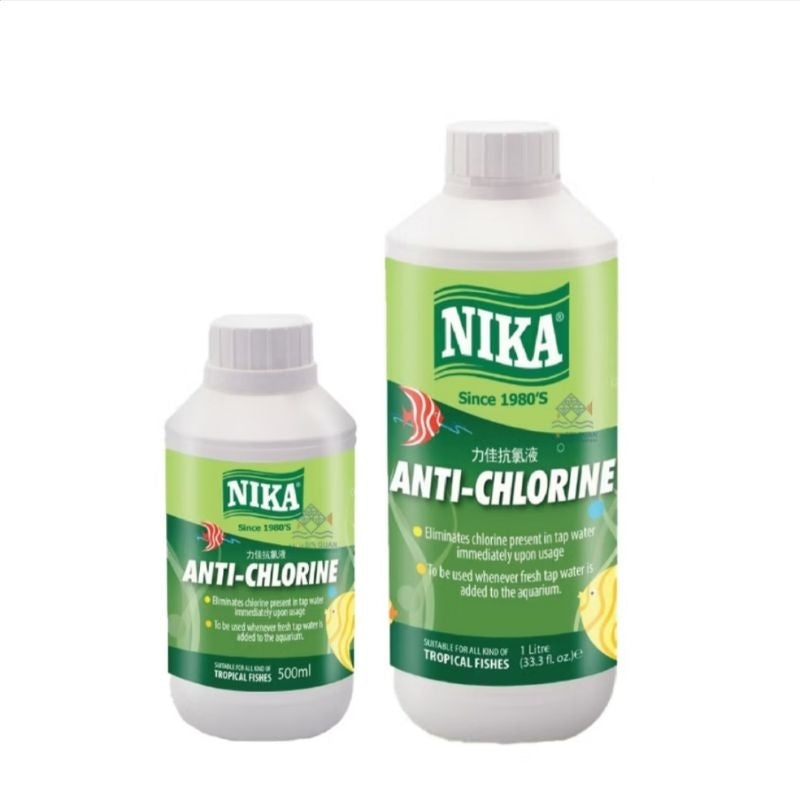 Nika Anti Chlorine 500ml 1L 1Litre klorin chlorin antichlorine fish aquarium akuarium ikan tension gon ubat tukar air