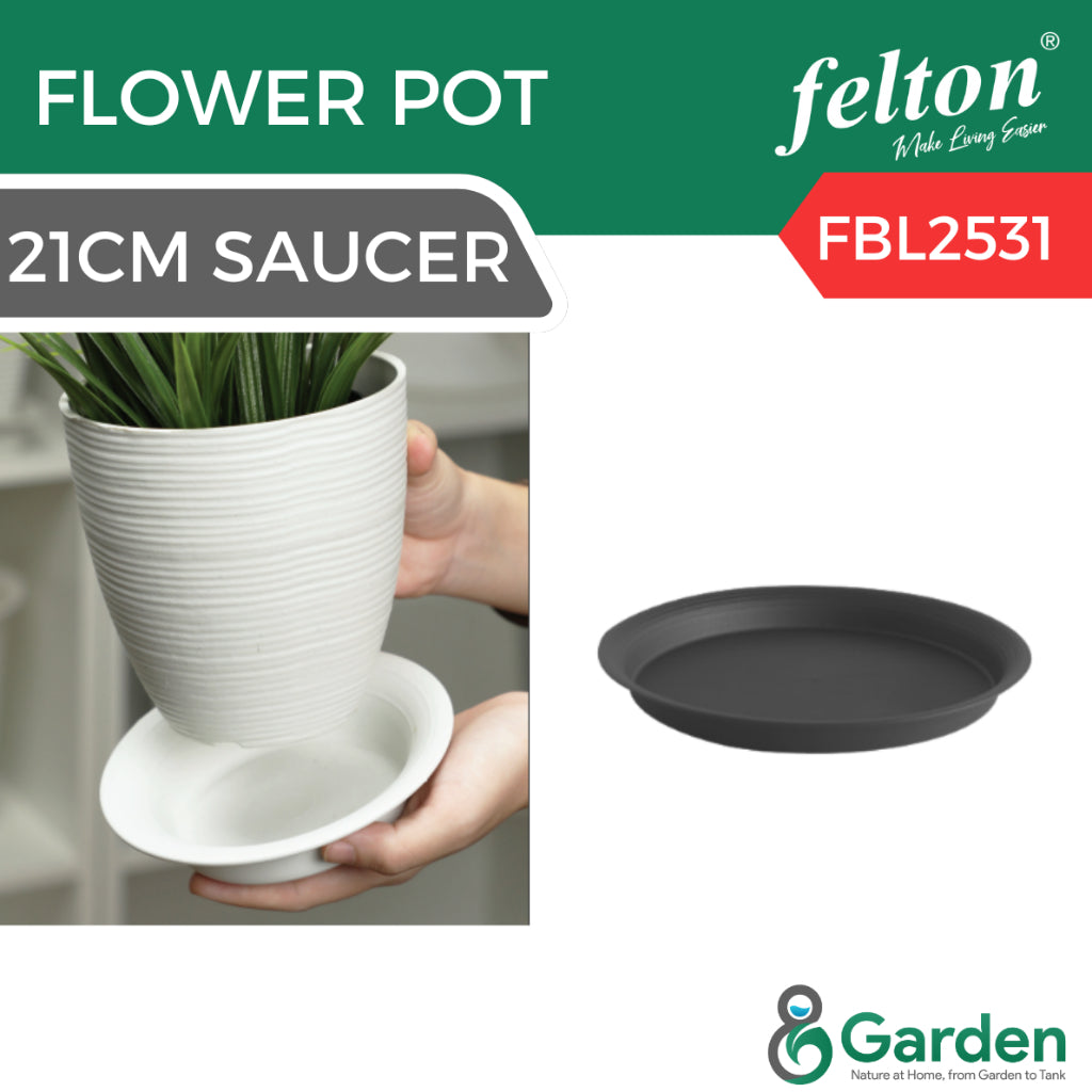 FELTON Round Flower Pot FBL2477/2478/2479 Indoor Outdoor Use Pasu Bunga Plastik Hiasan Taman Rumah
