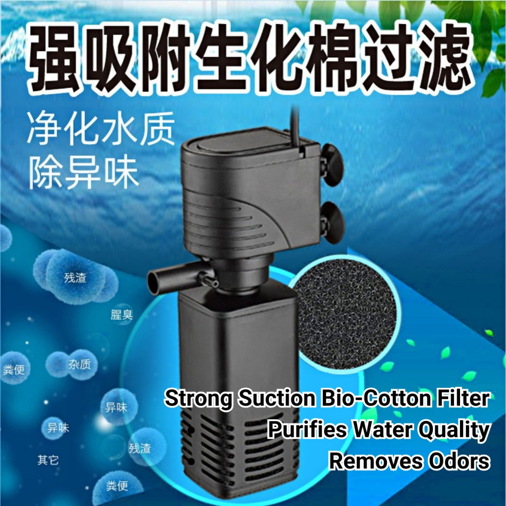 3 in 1 Aquarium Submersible Built-in Filter Pump Increase Oxygen Circulation