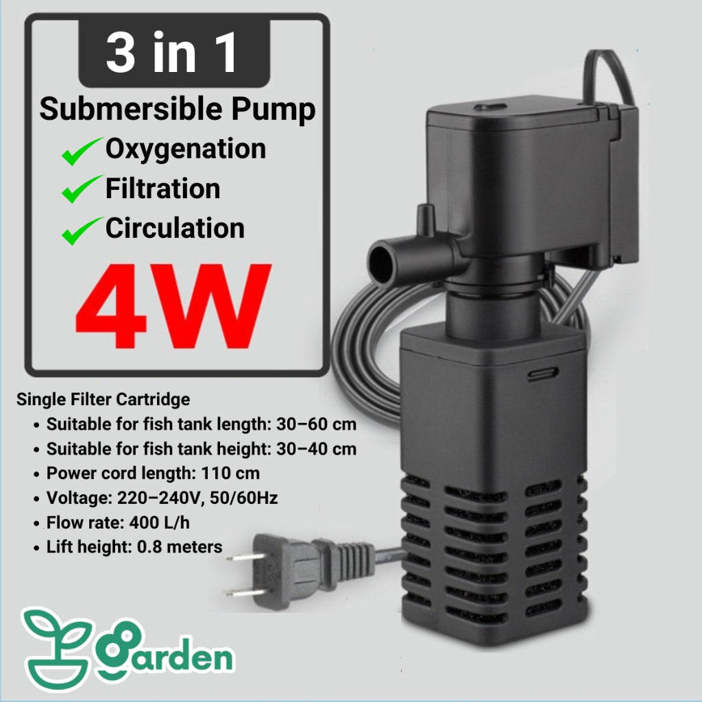 3 in 1 Aquarium Submersible Built-in Filter Pump Increase Oxygen Circulation