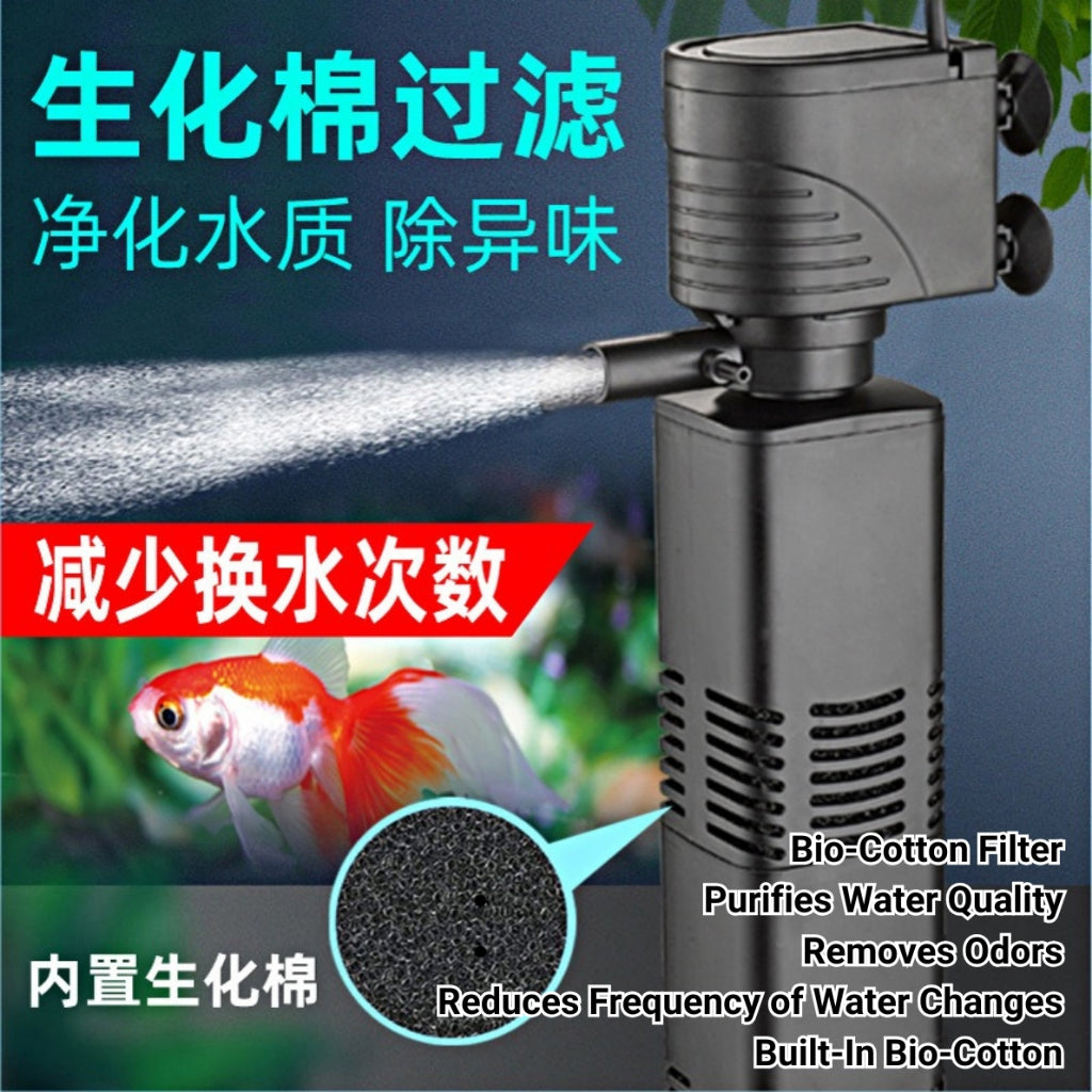 3 in 1 Aquarium Submersible Built-in Filter Pump Increase Oxygen Circulation