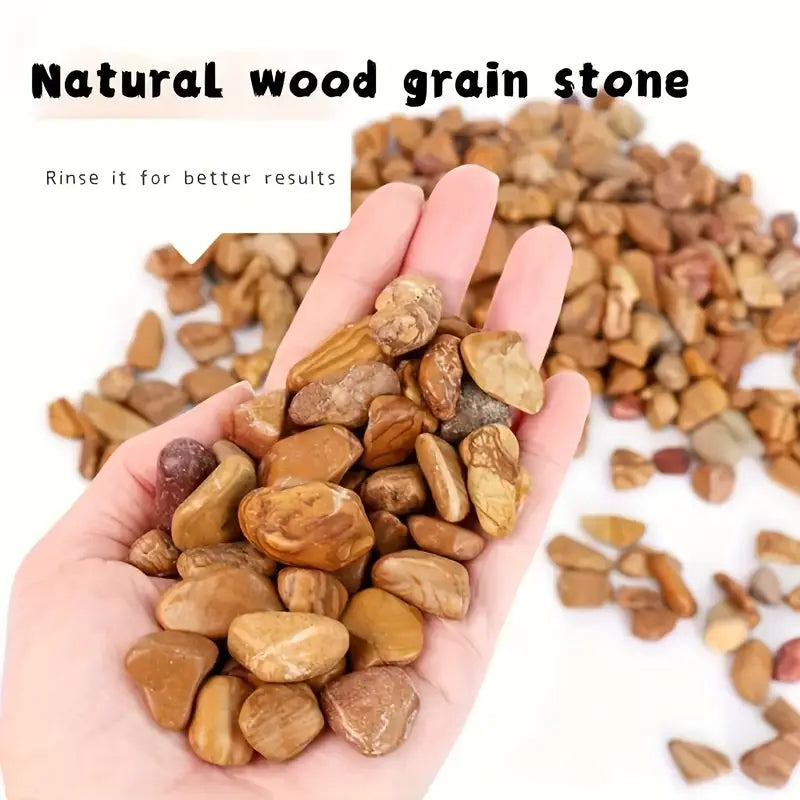 [1KG] Batu Hiasan 2cm – Natural Polished Wooden Grain Stones for Landscaping & Aquarium