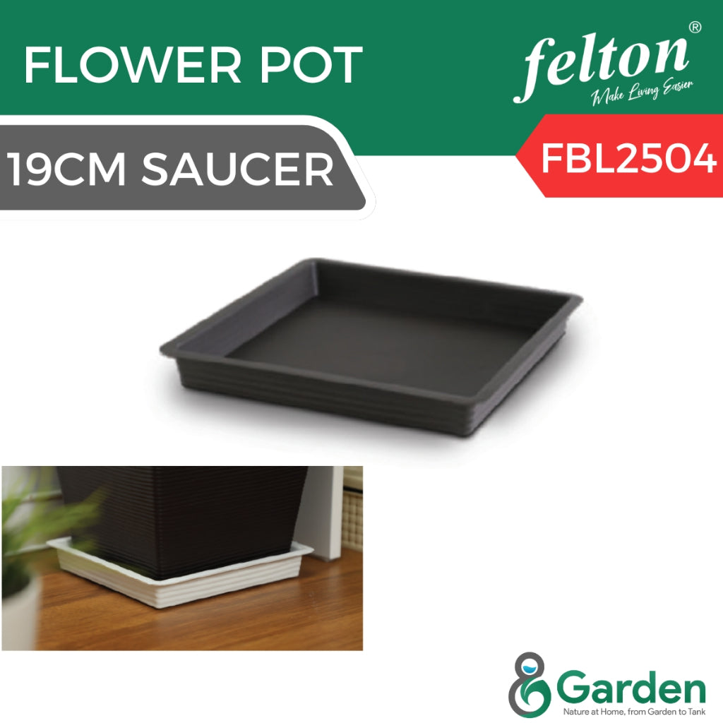 FELTON Square Pot FBL2511/FBL2512 Pasu Bunga Plastic | White Brown Grey | Indoor Outdoor Plant Flower Pot