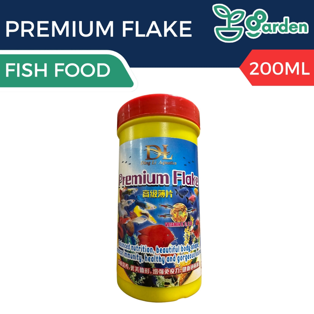 DL Premium Flake - (200ml) - Fish Food, Makanan Ikan, 鱼饲料 (Balance nutrition, beautiful body shape, enhance immunity)