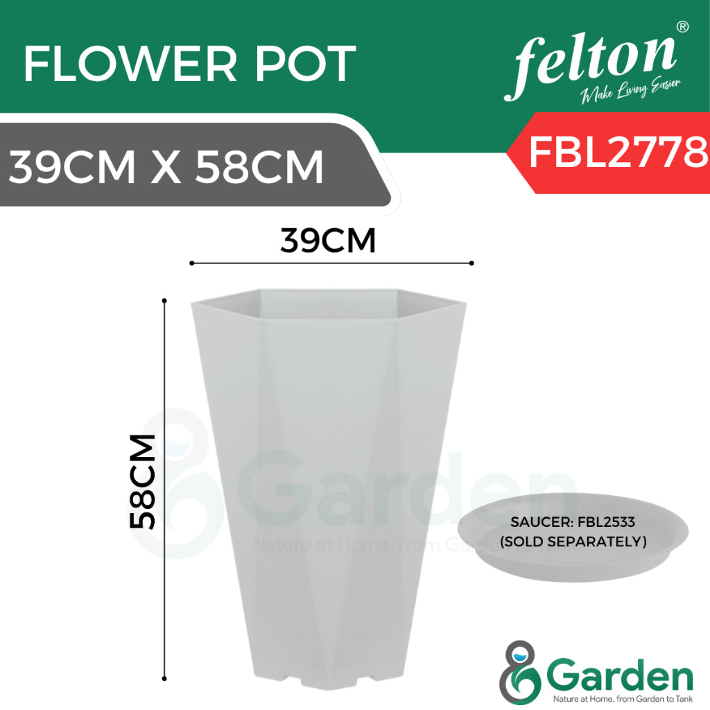 Felton Hexagon Premium Tall Flower Pot FBL2774 FBL2775 FBL2776 FBL2777 FBL2778