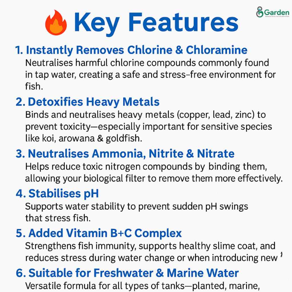 GOLDPLUS Premium Water Conditioner 300ml Chlorine Remover Heavy Metal Detox Ammonia Neutralizer Vitamin B+C Fresh Marine