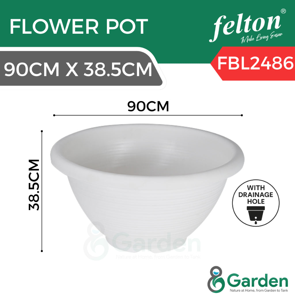 Felton Verdant Sanctuary Round Planter Pot FBL2486 90cm x 38.5cm (With Drainage)