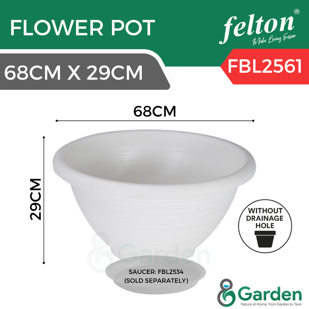 Felton Round Flower Pot with / without Drainage Hole FBL2464 FBL2465 FBL2456 FBL2457 FBL2458 FBL2561