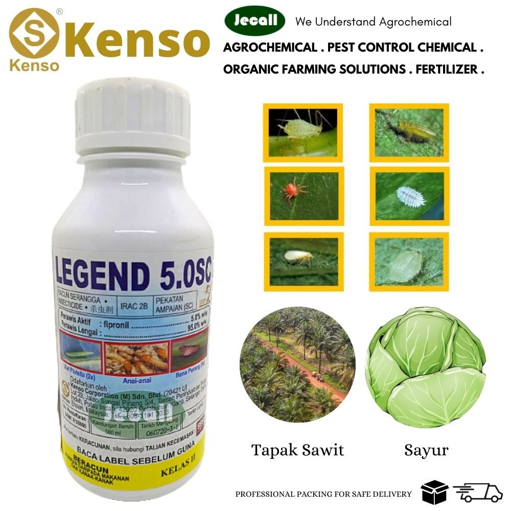 Kenso Legend 5.0SC 500ml – Fipronil 5%, Kawalan Ulat Plutella, Jengkal, Pieres, Belalang & Anai-Anai, 100% Original