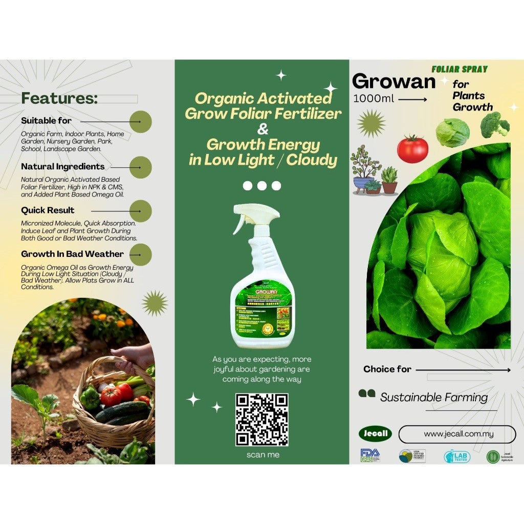 Jecall-Bio Growan 1L – Baja Organik Penggalak Tumbuhan, Boost Photosynthesis, Grow in Cloudy Weather