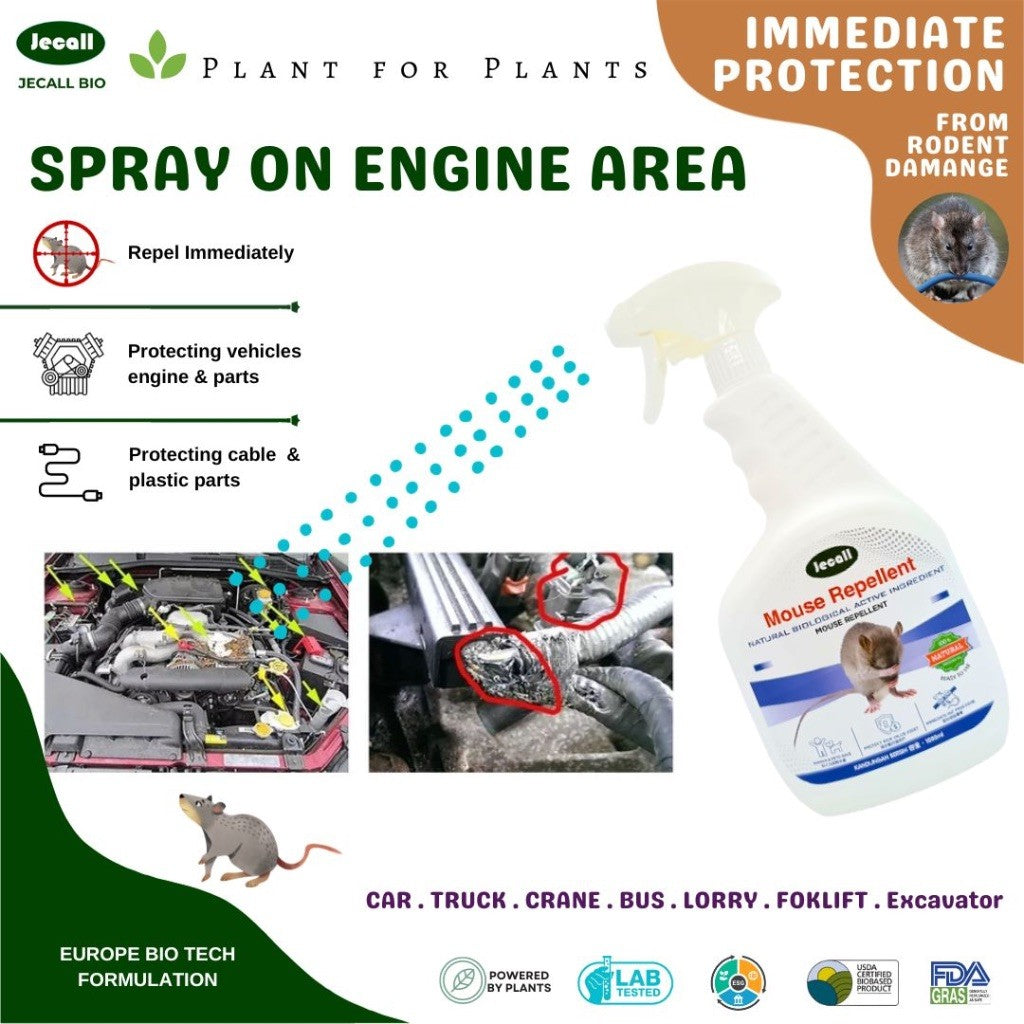 Jecall-Bio Mouse Repellent 500ml – Spray Tikus Organik, Halau Tikus, Natural Rat Repel, Ubat Tikus