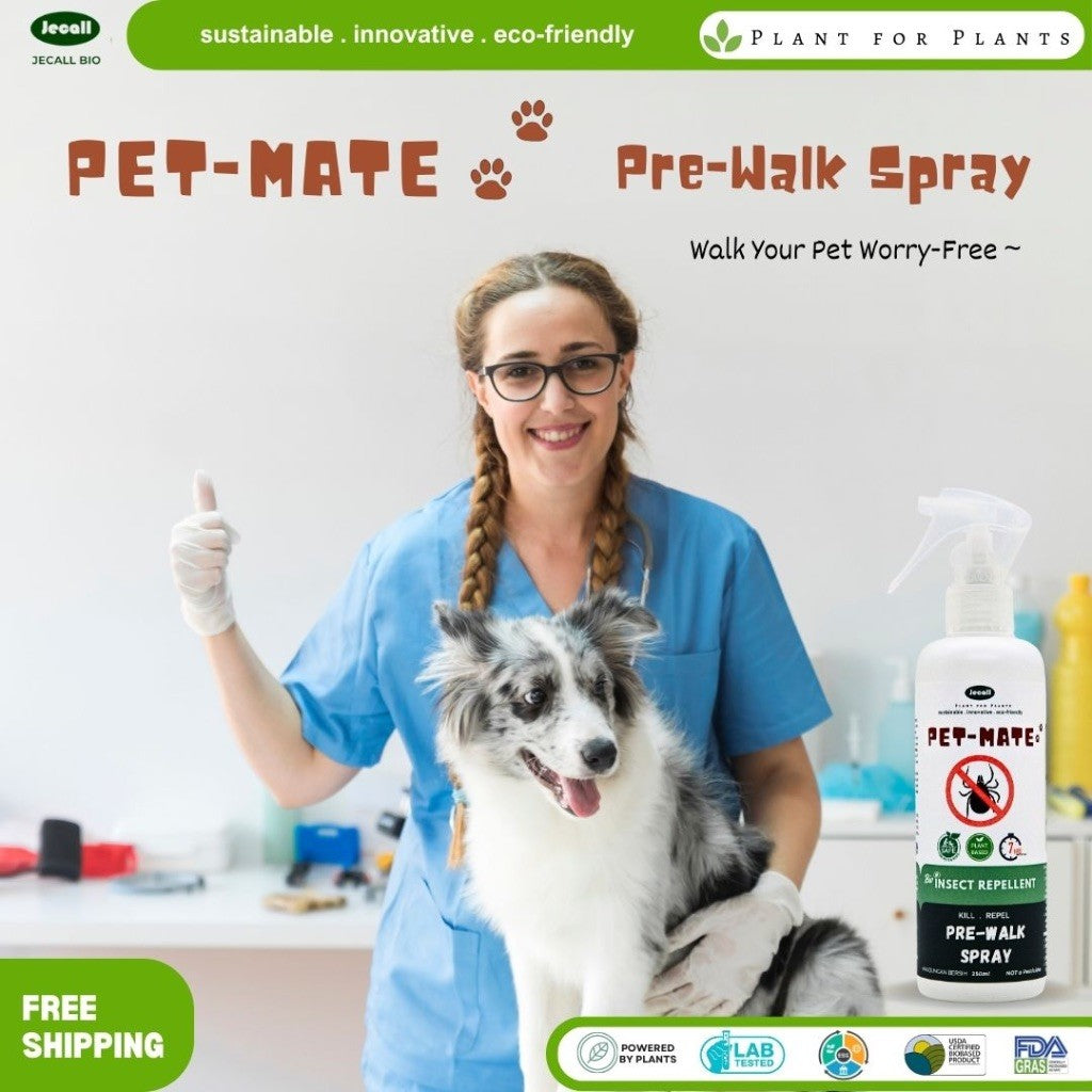Jecall-Bio PET-MATE Pre-Walk Spray 250ml – Ubat Kutu Semula Jadi, Repellent Kutu & Hama untuk Anjing & Kucing