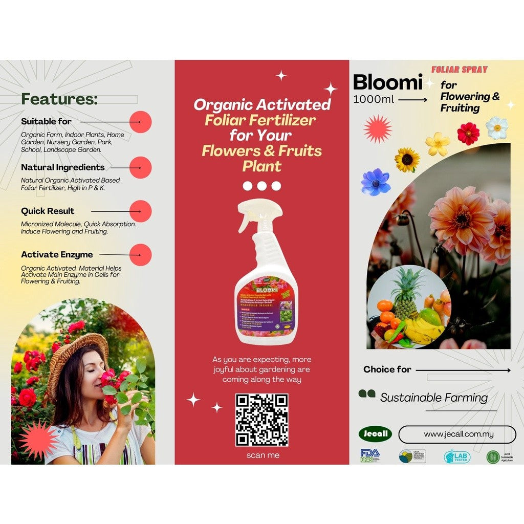 Jecall-Bio Bloomi 1Liter Spray / Organic Activated Flowering & Fruiting Inducer Foliar Fertilizer Baja Buah Baja Bunga