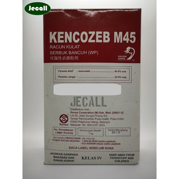 Kenso Kencozeb M45 1KG – Mancozeb 80%, Racun Kulat Karat Daun, Bintik, Hawar & Antraknos, 100% Original