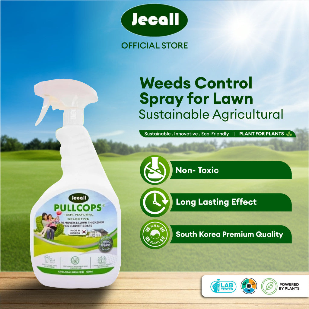 Jecall-Bio Pullcops (1L) – Pembunuh Rumpai Mesra Alam, Non-Toxic, Selektif, Lawn & Carpet Grass Weed Killer