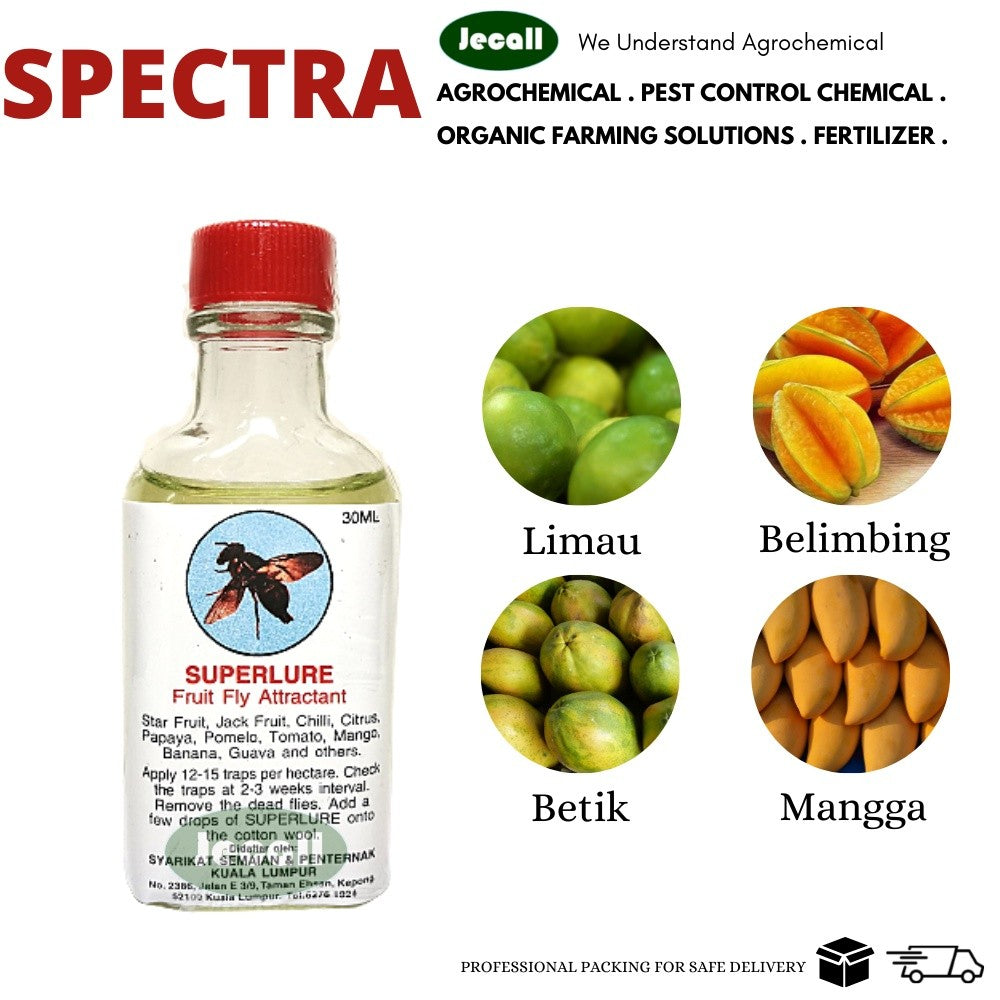 Superlure Fruit Fly Lure 30ml – Methyl Eugenol 95%, Perangkap Lalat Buah Pekat, Kualiti Import Eropah