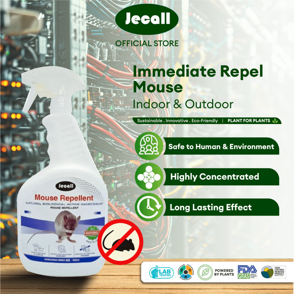 Jecall-Bio Mouse Repellent 1L – Spray Tikus Organik, Halau Tikus, Rat Repellent, Ubat & Racun Tikus Semula Jadi