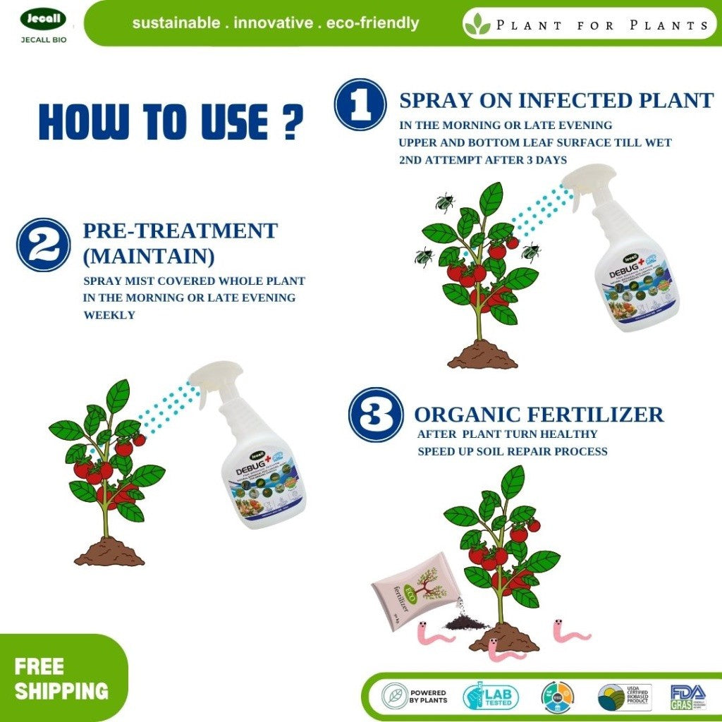 Jecall-Bio Debug+ 2in1 (1L) – Racun Serangga & Kulat Organik, Natural Pesticide, Fungicide for Outdoor Plant