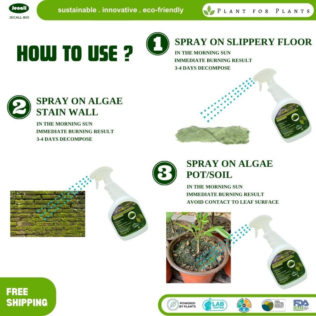 Jecall-Bio Biomoss Spray 1L – Racun Lumut Semula Jadi, Algae Remover, Untuk Lantai & Dinding, Spray Lumut
